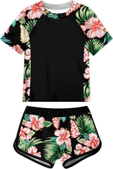 ADUKIDE Traje de baño de 2 piezas para niñas, con protección solar UPF 50+, traje de baño de playa de verano, talla 7-16T